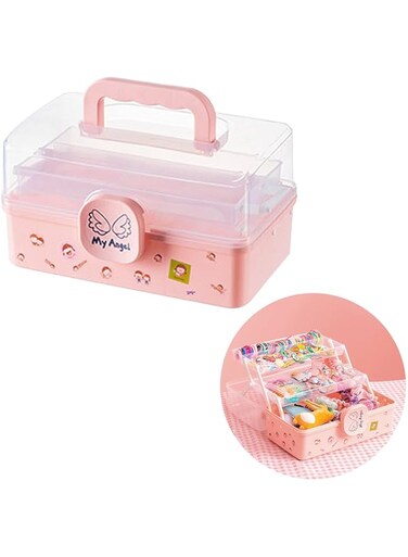 DAYONG Clear Plastic Storage Box with 3-Layers,Perfect Organizer for Art Supply, Makeup, Nail, Hair Accessories for girls