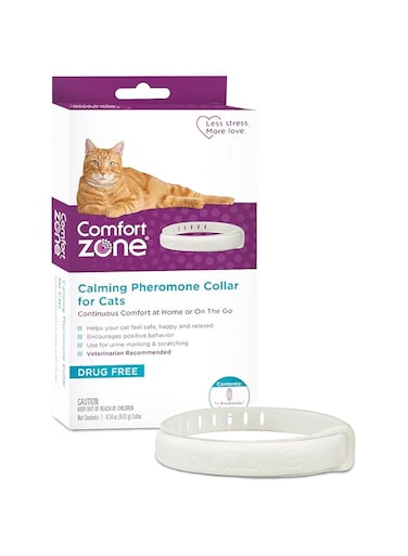 Comfort Zone Cat Calming Pheromone Collar, Anxiety and Stress Relief Aid, Breakaway Design,White
