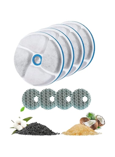TBC PET 4 Pack Cat Water Fountain Filters, Cirfifth Triple Filtration System Cat Fountain Filter Replacement for 88oz/2.6L Automatic Cat Fountain