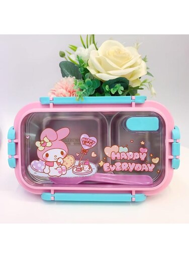 Stainless Steel Bento Lunch Box for Kids, BPA-Free Leak-Proof Children Food Containers with 2 Compartments, School Students Daycare Lunches/Snack Container (pink)