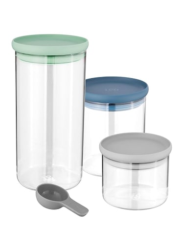 BergHOFF Leo 3 set Storage Container with Air Tight lid, Heat resistant glass, Polypropylene, Dishwasher safe, One Size