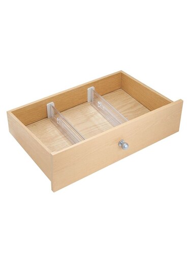 Linus Adjustable Drawer Divider Set of 2 Clear Expandable Drawer Organizer for Kitchen Bathroom Office Storage Plastic Drawer Separator for Utensils Makeup Clothes Organization