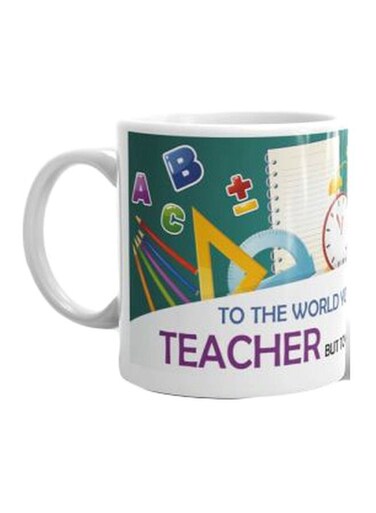 Qeen Printed Ceramic Mug White/Green/Purple