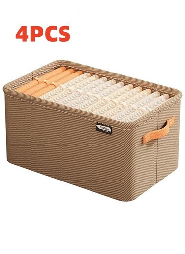 Foldable Storage Bins,Pack Of 4 Clothes Drawer Organizer Bins With Handles,Closet Organizers For Clothes Storage,Office Storage,Room Organization,48x28x25cm