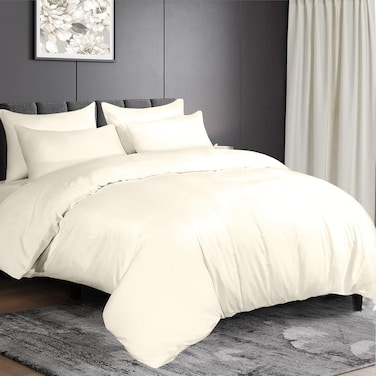 Zen Premium 100% Egyptian Cotton Duvet Cover Set - Single 160x210cm with Pillowcase - Cream