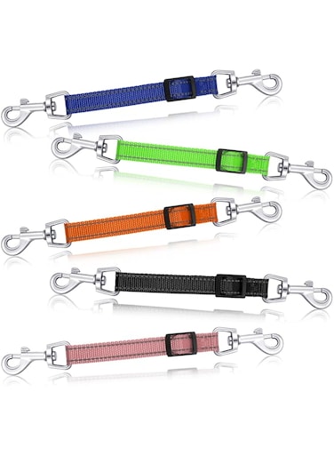 Saintrygo 5 Pcs Safety Dog Collar Clips Prong Dog Collar Backup Adjustable Reflective Nylon Dog Collar Connectors Metal Double Ended Backup Clasp for Dog Harness Pet (Bright Color)
