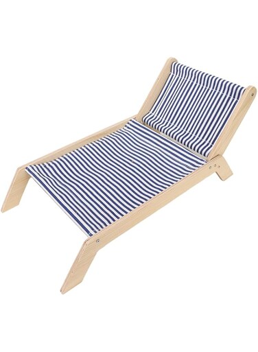 GUPE Cat Hammock, Detachable Portable Indoor Pet Bed, Wooden Cat Elevated Cooling Outdoor Bed for Summer, Prevent Shaking Furniture Pet Bed Puppy Bed for Cats Small Dogs Rabbit (Beach Chair)