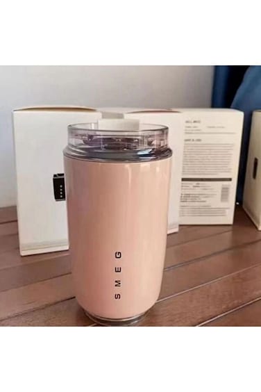 كوب قهوة للسفر من سميج، سعة 240 مل، معزول بغطاء مانع للتسرب، كوب قهوة يدوم طويلاً (وردي)