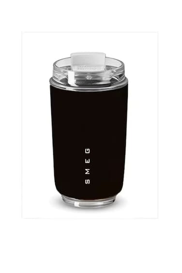 Smeg travel coffee mug, 240ml capacity, insulated with a leak-proof lid, a long-lasting coffee mug (Black)