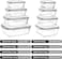LA' PRECIOUS 8 Pack Glass Meal Prep Containers with Leak Proof Locking Lids, Airtight Food Storage Containers for Microwave, Oven, Freezer and Dishwasher, BPA Free, Grey