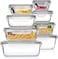 LA' PRECIOUS 8 Pack Glass Meal Prep Containers with Leak Proof Locking Lids, Airtight Food Storage Containers for Microwave, Oven, Freezer and Dishwasher, BPA Free, Grey