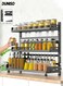 3-Tier Stainless Steel Spice Shelf, Height-Adjustable Kitchen Countertop Organizer&iuml;&frac14;&OElig;Anti-Slip Standing Seasoning Storage Shelf ,with Knife Utensil Holder Tray for Kitchen