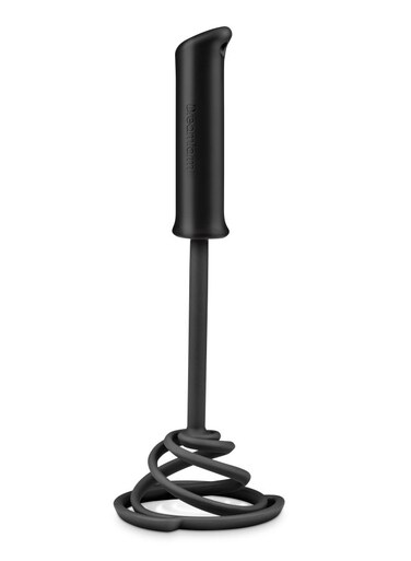 Smood Lite One-Handed Nylon Spring Coil Vegetable and Potato Masher with Soft Grip and Bowl Scraper, Easy to Use, Durable, Ideal for Mashing and Mixing, Black Black