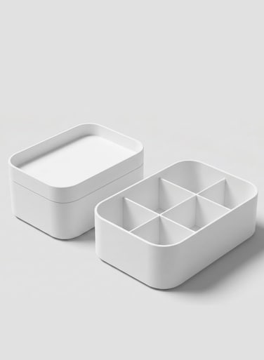 Plastic Storage Case with Lid &acirc;&euro;&ldquo; Multi-Purpose Stackable Organizer for Home, Office, Kitchen, or Bathroom (22 x 15 x 6.5 CM)