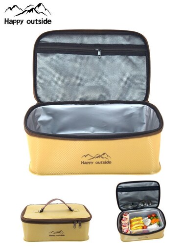 outside Large Thermal Insulated Lunch Bag &acirc;&euro;&ldquo; Khaki 30&Atilde;&mdash;20&Atilde;&mdash;10 cm, Portable Food Storage Tote for Office, School, Picnic &amp; Travel, Waterproof, Easy to Clean, Keeps Food Fresh &amp; Warm, Ideal for Men &amp; Women