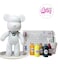 DIY Fluid Acrylic Pouring Paint BEAR Joy 33cm Piggy Bank Kit: Orange, Lemon-Yellow, Gold, Dark-Green, Rose-Red.