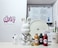 DIY Fluid Acrylic Pouring Paint BUNNY Happiness 23cm Money Saver Kit + Toy Keychain and Glitter: Rose-Red, Gold, Dark-Green.