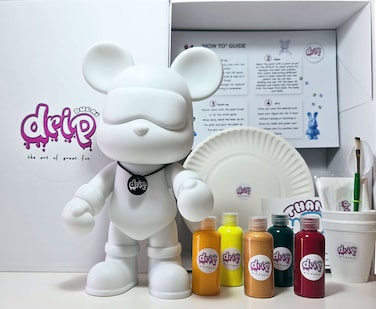DIY Fluid Acrylic Pouring Paint COOL-BEAR Joy 33cm Money Saver Kit: Orange, Lemon-Yellow, Gold, Dark-Green, Rose-Red.