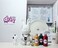 DIY Fluid Acrylic Pouring Paint COOL-BUNNY Happiness 23cm Piggy Bank Kit + Toy Keychain and Glitter: Rose-Red, Gold, Dark-Green.