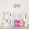 DIY Fluid Acrylic Pouring Paint Bunny 23cm Money Saver Kit + Toy Keychain and Glitter: Light-Pink, Fluorescent-Pink, Light-Purple.