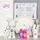 DIY Fluid Acrylic Pouring Paint Cool-Bear 23cm Piggy Bank Kit + Toy Keychain and Glitter: Light-Pink, Fluorescent-Pink, Light-Purple.