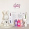 DIY Fluid Acrylic Pouring Paint Cool-Bunny 23cm Piggy Bank Kit + Toy Keychain and Glitter: Light-Pink, Fluorescent-Pink, Light-Purple.