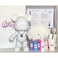DIY Fluid Acrylic Pouring Paint Cool-Bear 33cm Money Saver Kit, Purple, Light-Blue, Fluorescent-Pink, White, Light-Pink.