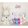 DIY Fluid Acrylic Pouring Paint Cool-Bunny 33cm Piggy Bank Kit, Purple, Light-Blue, Fluorescent-Pink, White, Light-Pink.
