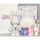 DIY Fluid Acrylic Pouring Paint Cool-Bunny 33cm Piggy Bank Kit, Purple, Light-Blue, Fluorescent-Pink, White, Light-Pink.