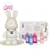 DIY Fluid Acrylic Pouring Paint Cool-Bunny 33cm Piggy Bank Kit, Purple, Light-Blue, Fluorescent-Pink, White, Light-Pink.