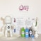 DIY Fluid Acrylic Pouring Paint Bear 23cm Kit + Toy Keychain and Glitter: Light-Blue, Mint-Green, Silver.