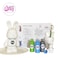 DIY Fluid Acrylic Pouring Paint Bunny 23cm Money Saver Kit + Toy Keychain and Glitter: Light-Blue, Green, Silver.