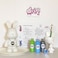 DIY Fluid Acrylic Pouring Paint Cool-Bunny 23cm Piggy Bank Kit + Toy Keychain and Glitter: Light-Blue, Green, Silver.