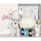 DIY Fluid Acrylic Pouring Paint Bear 33cm Piggy Bank Kit, Dark-Blue, Light-Blue, Green, Black, Silver.