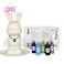 DIY Fluid Acrylic Pouring Paint Bunny 33cm Money Saver Kit, Dark-Blue, Light-Blue, Green, Black, Silver.