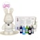 DIY Fluid Acrylic Pouring Paint Cool-Bunny 33cm Piggy Bank Kit, Dark-Blue, Light-Blue, Green, Black, Silver.