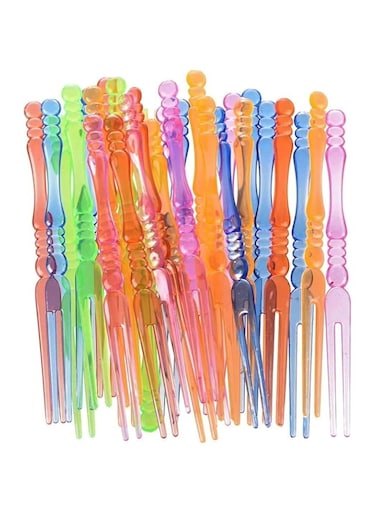 Natco Aeiniweraabbcc 75 Disposable 4" Plastic Fruit Forks Picks, Forks Bistro Cocktail Forks Tasting Appetizer Forks, Multicolor