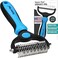 Maxpower Planet Pet Grooming Brush - Double Sided Shedding and Dematting Undercoat Rake Comb for Dogs and Cats,Extra Wide, Blue, Dog Grooming Brush, Dog Shedding Brush