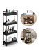 Slim Storage Cart, 4-Tier Bathroom Organizer with Mobile Shelves, Rolling Multi-Purpose Cart with Slide-Out Compartments for Kitchen, Bathroom, Laundry and Narrow Spaces (Black)