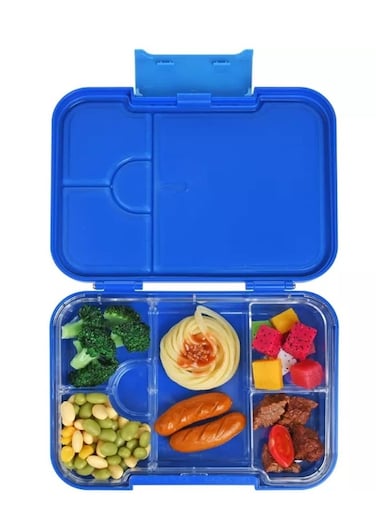 Bento Box 4/6 Compartments,BPA Free Kids Bento Box Toddler Lunch Box ,Ideal for Portioning Leakproof Toddler Bento Box Suitable for Children 3-7 Years,Blue