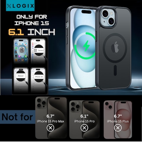 XLogix FrostX for iPhone 15 Case, Frosted Black - Slim Protective Cover with MagSafe Compatibility   Shockproof &amp; Scratch-Resistant Design, FrostX Series