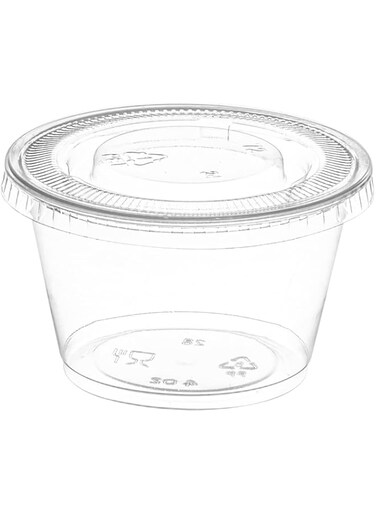 ., Disposable 5.5oz. Plastic Portion Cups with Lids, Condiment Cup, Jello Shot, Souffl Portion, Sampling Cup, 100 Sets - Clear