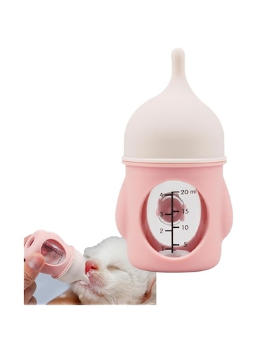 Azonee Kitten Bottles for Nursing,Puppy Bottles for Nursing Puppy Milk, Anti-Choking Puppy Feeder Design, for Feeding Newborn Pets (Pink, 20ml))