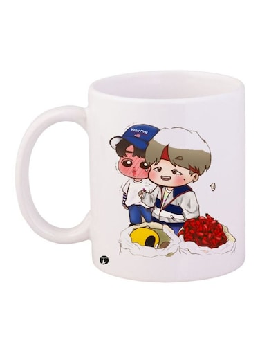 Cartoon Friends Printed Coffee Mug White/Red/Blue