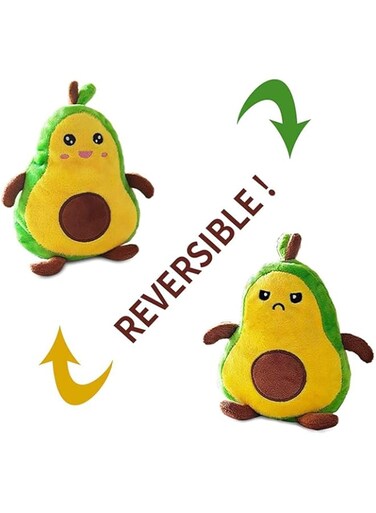 AM ANNA Double-Sided Flip Avocado Reversible Plush Toys, Happy and Angry Avocado Mood Plush Cute Mini Stuffed Animals Fruit Toy