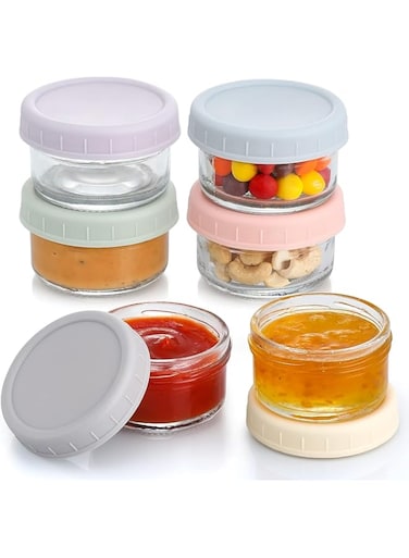 NimbusNote 6 Pack Salad Dressing Container To Go, 2.7 oz Glass Small Condiment with Lids, Dipping Sauce Cups Set, Leakproof Reusable for Lunch Box Work Trip.