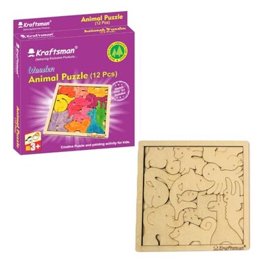 Kraftsman Color Your Own Puzzles Animal Puzzle (12 Pieces) Along With Sketch Color Kit