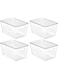 Vtopmart 4 Pack Clear Stackable Storage Bins with Lids, Plastic Organizer Boxes with Handle for Pantry, Perfect for Kitchen, Fridge, Cabinet, Closet, Bathroom Organization, Large