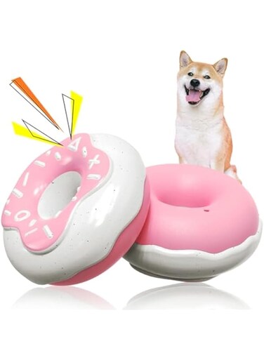 NALACAL Dog Squeaky Toys, Tough Dog Toys for Aggressive Chewers, Doughnut Shape Dog chew,Durable &amp; Tough Interactive Dog Toys for Small Medium Dogs (Pink)