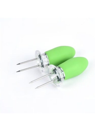 Corn Pin Stainless Steel Corn Fork BBQ Tools Green